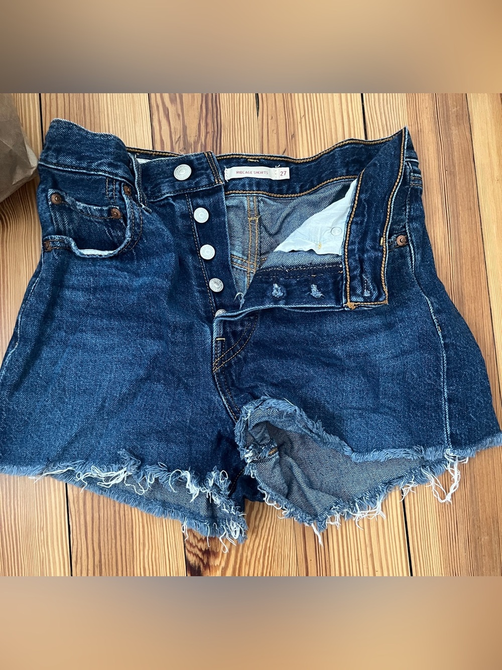 Levi's Dark Blue Denim Cutoff Jean Shorts